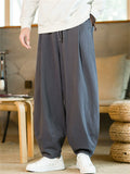 Men's Chinese Style Linen Blend Loose Fit Casual Bloomer Pants