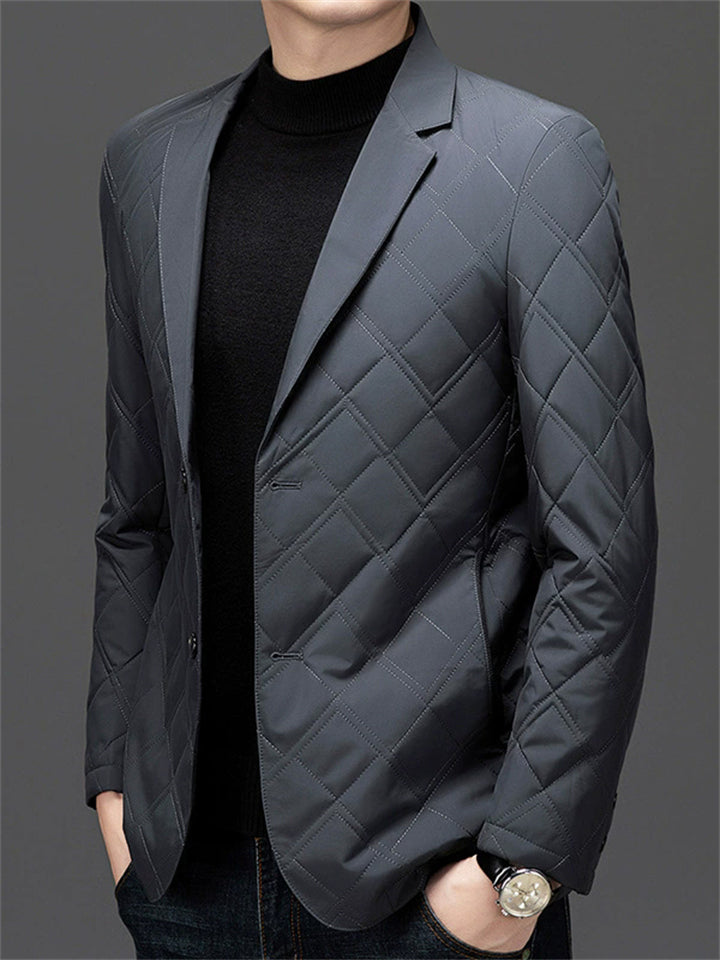 Autumn Retro Middle-aged Men's Thicken Solid Color Lapel Suit Jackets