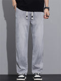 Men's Vintage Breathable Soft Drawstring Loose Straight Leg Denim Pants