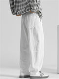 Men's Summer Cotton Elastic Waist Wide Leg Straight Pants
