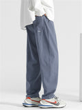 Men's Summer Cotton Elastic Waist Wide Leg Straight Pants
