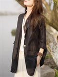 Women's Casual Solid Color Long Sleeve Suit Collar Jacket