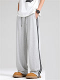 Men's Casual Elastic Cool Side Stripes Straight Pants