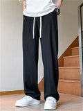 Men's Elastic Waist Drawstring Casual Loose Fit Straight Leg Pants