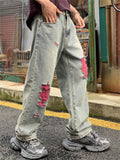 Men's Summer Stylish Trendy Cotton Pink Ripped Jeans