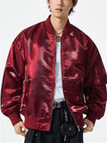 Unisex Retro Street Bling Solid Color Baseball Collar Long Sleeve Jackets