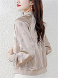 Women's Casual Butterflies Pattern Waist Length Baseball Collar Jacket