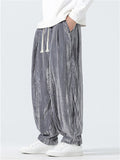 Men's Comfy Autumn Velvet Wrinkled Elastic Waist Drawstring Pants
