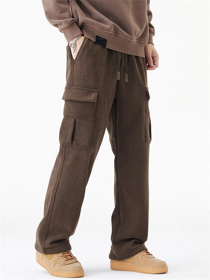 ‌ Thermal Lined Corduroy Cargo Pants for Men with Multiple Pockets‌