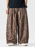 Unisex Vintage Camouflage Printed Drawstring Wide Leg Pants