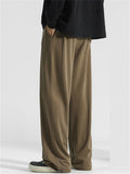 Men's Solid Color Casual Drape Wide Leg Straight Pants