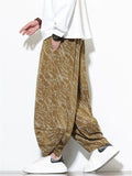 Women's Autumn Casual Texture Printed Wide Leg Carrot Cropped Pants