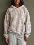 Womens Leopard Leaves Print Oversized Casual Pullover Hoodie