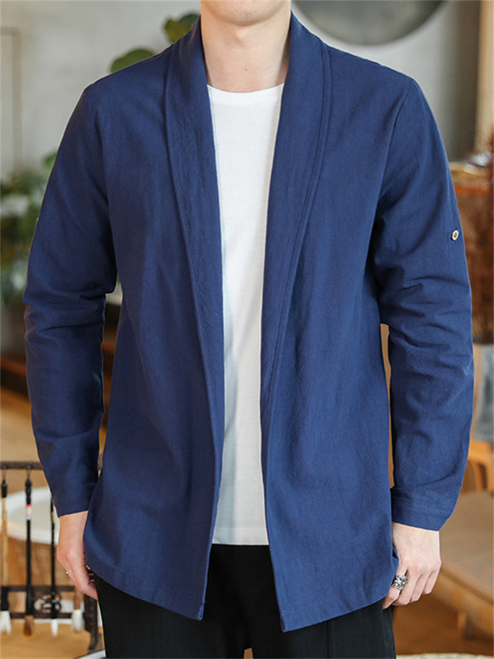 Casual Men's Cotton Solid Color Long Sleeve Suit Jacket