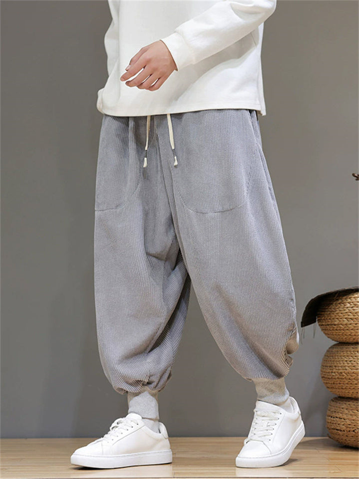 Men's Chinese Style Streetwear Corduroy Autumn Harem Jogger Pants