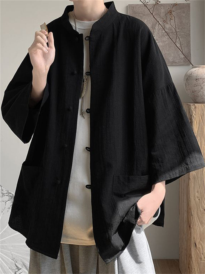 Chinese Style Loose Casual Summer Half Sleeve Shirts for Men