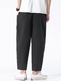 Men's Japanese Style Solid Color Pockets Cropped Pants
