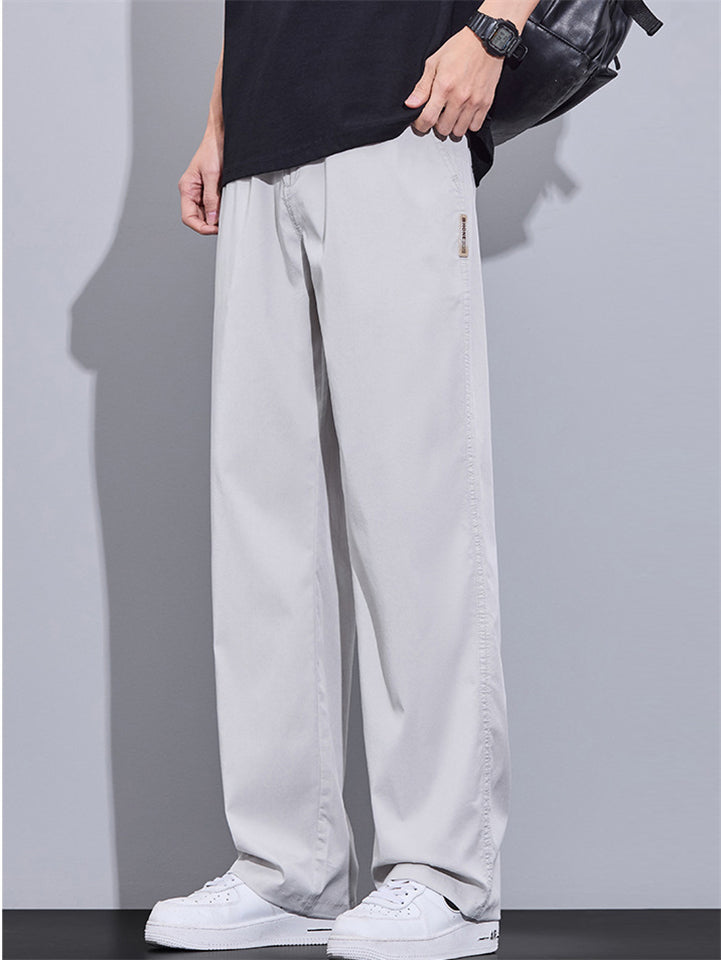 ‌Casual Mid Waist Loose Fit Drape Straight Leg Pants for Men‌