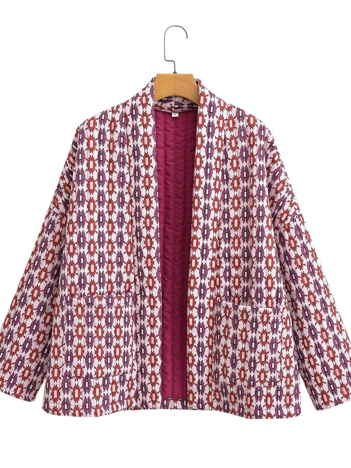 Women's Winter Retro Ethnic Style Geometric Print Cardigan Coat