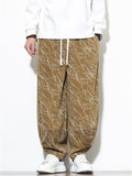Women's Autumn Casual Texture Printed Wide Leg Carrot Cropped Pants