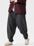 Men's Autumn Solid Color Drawstring Harem Pleated Hem Jogger Pants