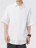 Men's Simple Solid Color Texture Short Sleeve Shirts
