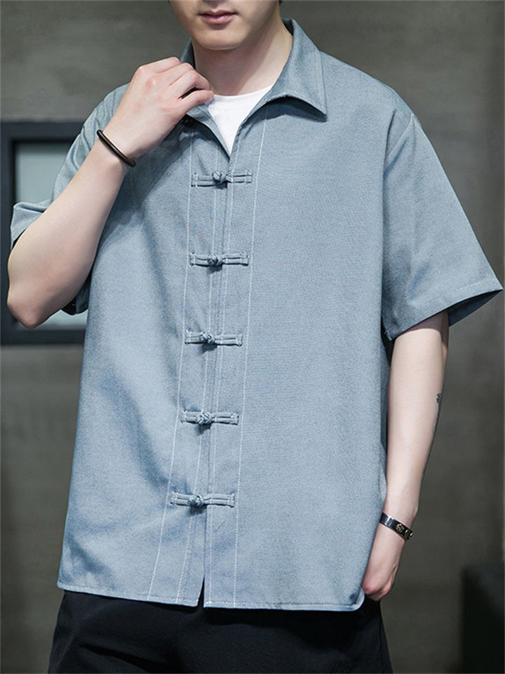 Men's Summer Casual Lapel Button Up Short Sleeve Shirts