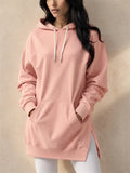 Women Casual Oversized Hoodie Long Tunic Sweatshirt with Side Slits