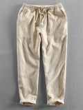 Men's Solid Color Ramine Casual Drawstring Cropped Pants