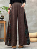 Women's Vintage Ethnic Style Patchwork Jacquard High Rise Wide Leg Pants