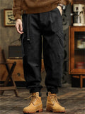 ‌Men's Stylish Mid Waist Loose Fit Multi-Pocket Workwear Jogger Pants