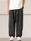 Men's Retro Solid Color Drawstring Loose Denim Pants