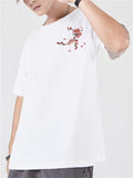 Male Cotton Blossom Embroidery Casual Half Sleeve Shirts