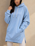 Women Casual Oversized Hoodie Long Tunic Sweatshirt with Side Slits