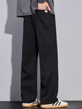 ‌Men's Autumn Winter Mid Waist Drape Straight Leg Loose Fit Casual Pants‌