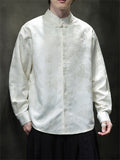 Men's Stand Collar Blooming Flowers Jacquard Shirts