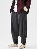 Men's Autumn Solid Color Drawstring Harem Pleated Hem Jogger Pants