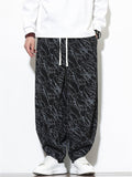 Women's Autumn Casual Texture Printed Wide Leg Carrot Cropped Pants
