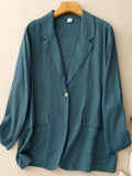 Women's Casual Solid Color Long Sleeve Suit Collar Jacket