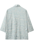 Men's Chinese Style Loong Jacquard Zen Style Half Sleeve Cardigan