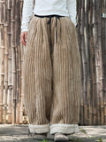 ‌Men's Winter Retro Warm Thermal Lined Corduroy Drawstring Pants