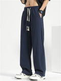 Men's Summer Comfy Cotton Solid Color Wide Leg Straight Pants