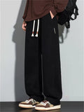 Men's Simple Comfy Breathable Elastic Waist Loose Fit Straight Leg Casual Pants