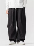 Japanese Style Autumn Drawstring Drape Straight Leg Loose-Fit Pants for Men