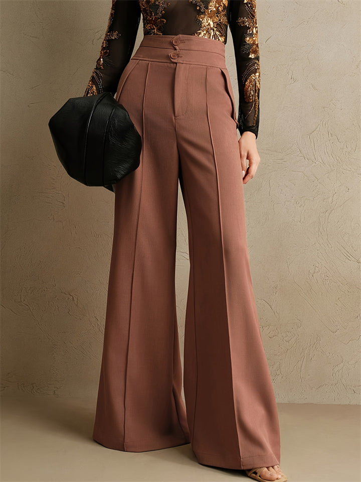Womens Elegant High Waist Wide Leg Office Work Dress Pants