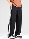 Men's Casual Elastic Cool Side Stripes Straight Pants