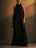 Women's Elegant Ruffled Halter Maxi Dress