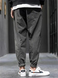 Men's Cotton Drawstring Casual Loose Fit Tapered Leg Cargo Pants