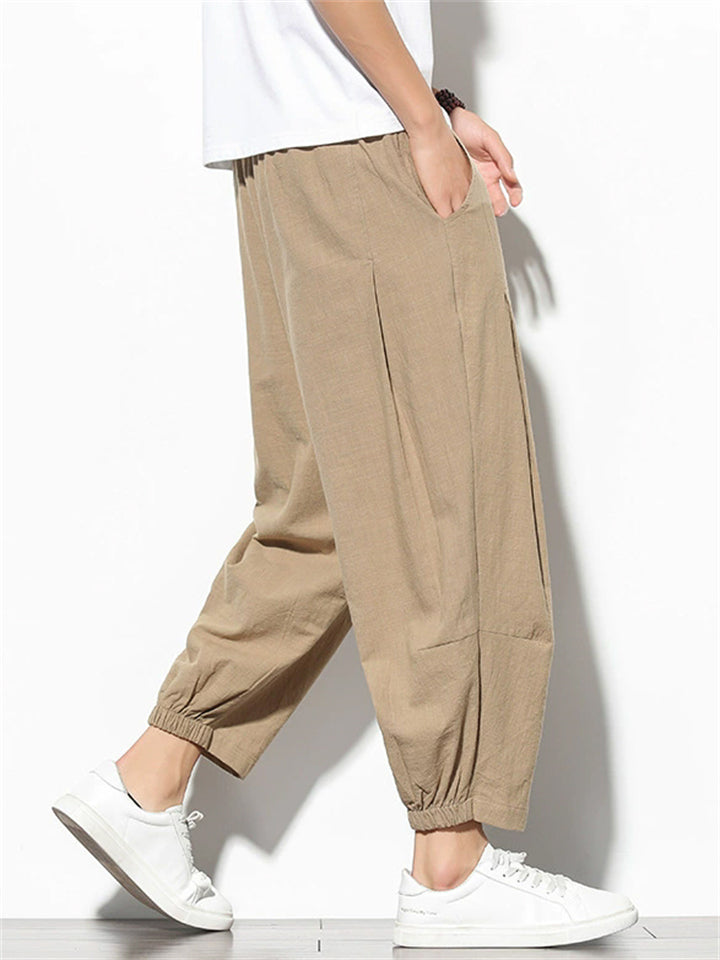 Men's Summer Comfort Simple Loose Fit Elastic Waist Carrot Pants