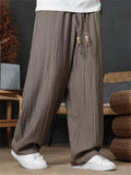 Men's Casual Loose Fit Pants with Tassels Summer Breathable Comfortable
